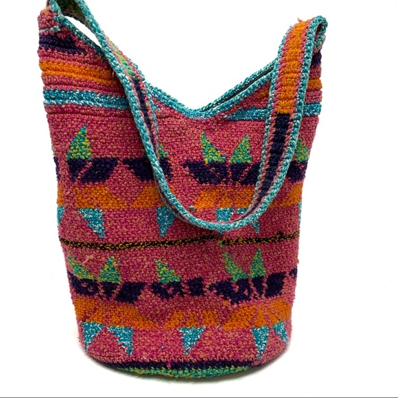 Handbags - Boho Crochet Woven Shoulder Bag Purse Aztec